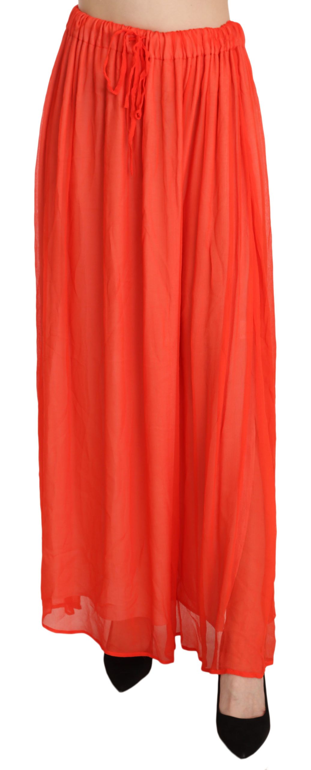 Jucca Elegant Orange Pleated Maxi Skirt