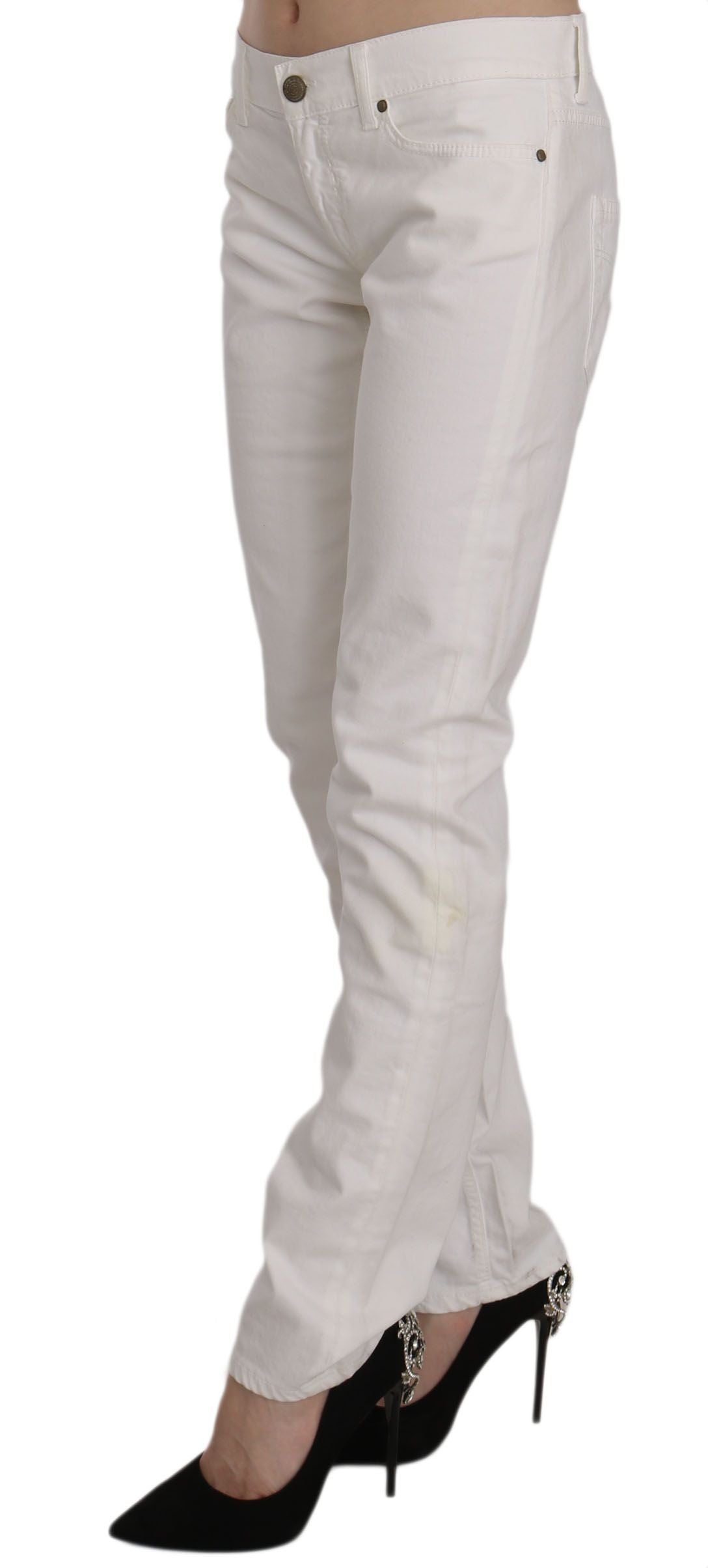 Dondup Chic White Skinny Cotton Blend Pants