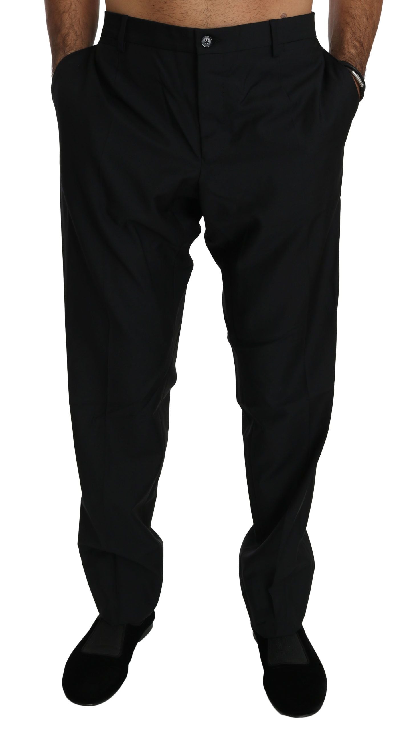 Dolce & Gabbana Elegant Black Virgin Wool Dress Pants