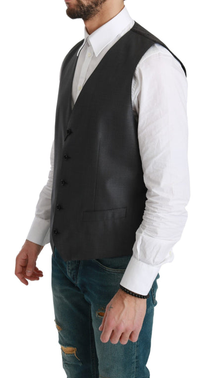 Dolce & Gabbana Elegant Gray Wool Blend Dress Vest