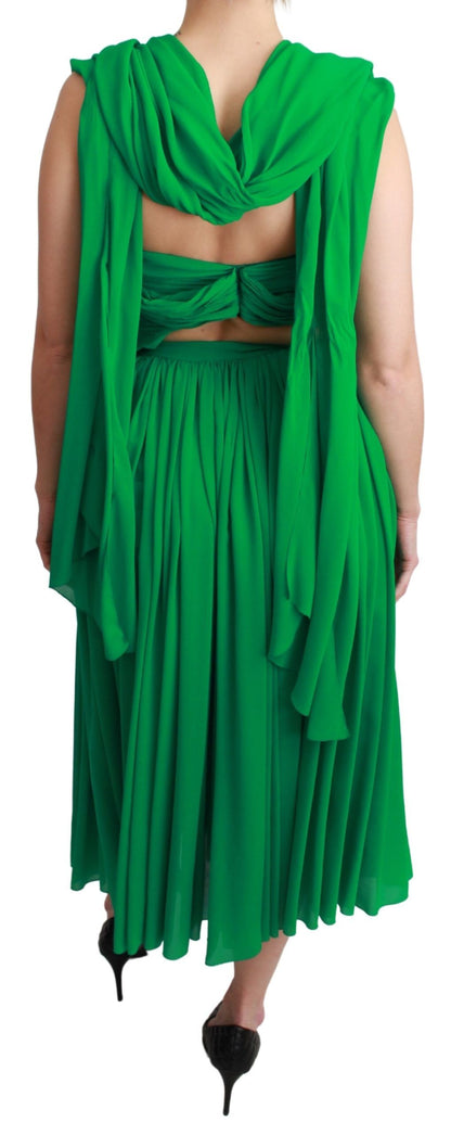 Dolce & Gabbana Elegant Sleeveless Pleated Silk Maxi Dress