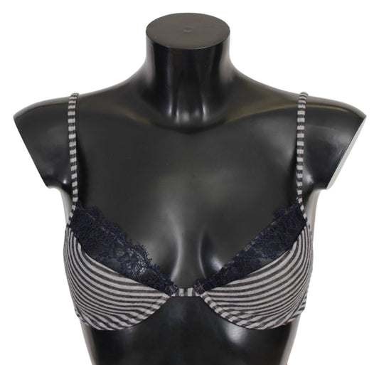 Ermanno Scervino Blue Stripes Lace Reggiseno Bra