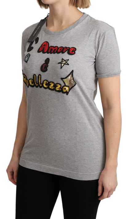 Dolce & Gabbana Sequined Motive Cotton Tee