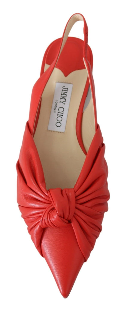 Jimmy Choo Chic Red Pointed Toe Leather Flats