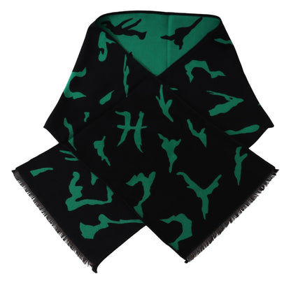 Givenchy Elegant Wool Silk Black Unisex Scarf