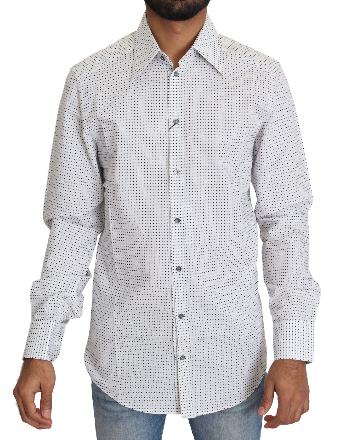 Dolce & Gabbana Elegant Slim Fit Polka Dot Dress Shirt