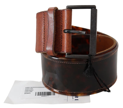 Ermanno Scervino Elegant Dark Brown Leather Belt with Vintage Buckle