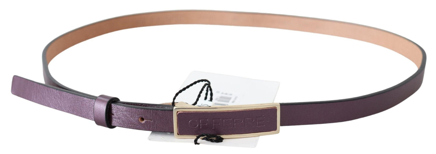 GF Ferre Elegant Maroon Leather Belt with Gold-Tone Buckle