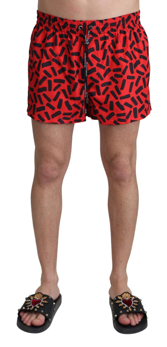 Dolce & Gabbana Radiant Red Drawstring Swim Trunks