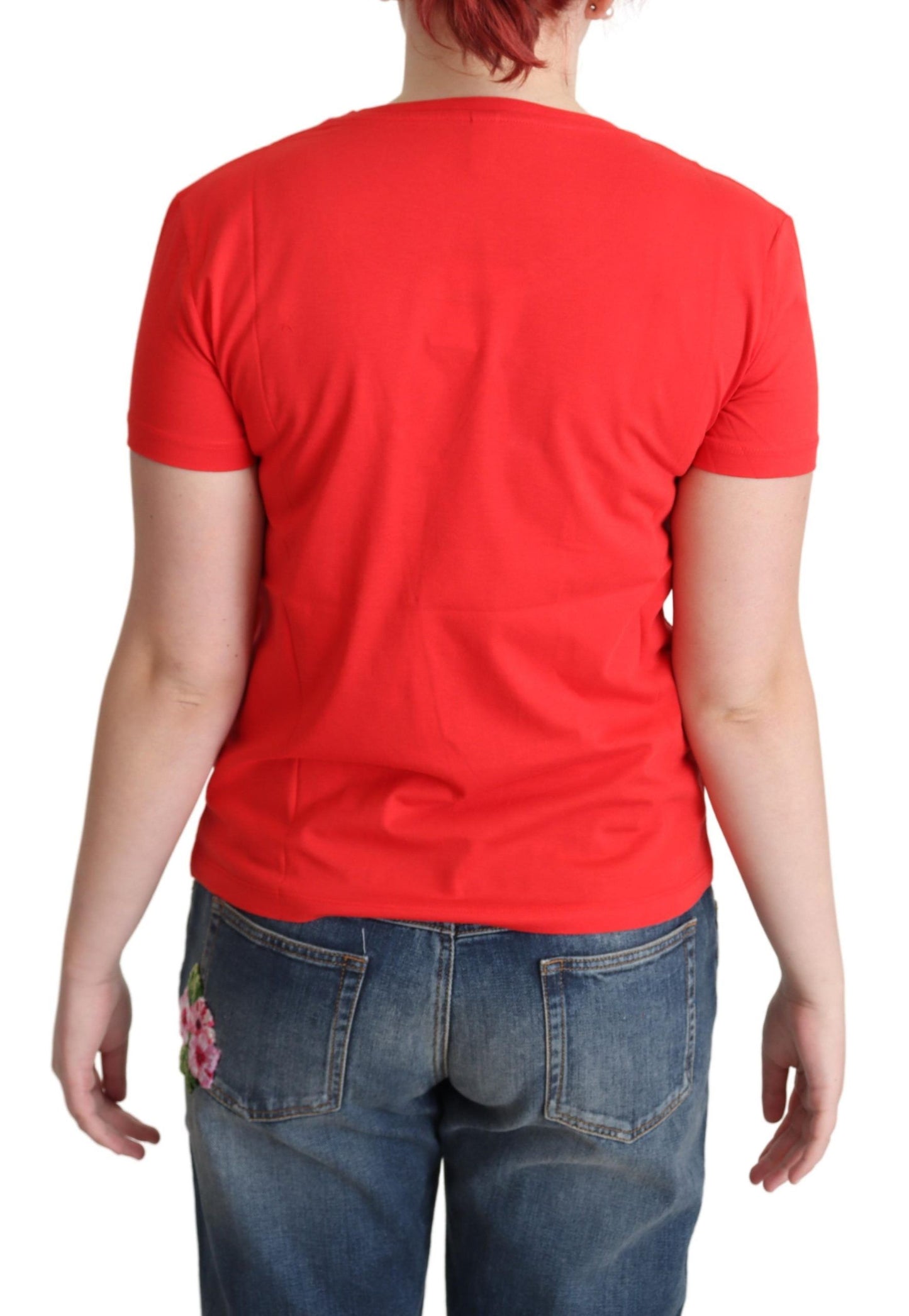 Moschino Chic Red Cotton Tee with Signature Print