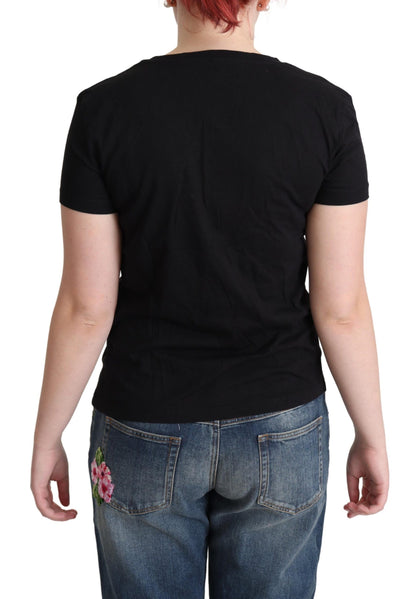 Moschino Chic Black Cotton Round Neck Tee