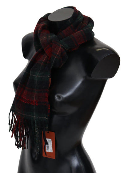 Missoni Elegant Check Wool Scarf with Logo Embroidery