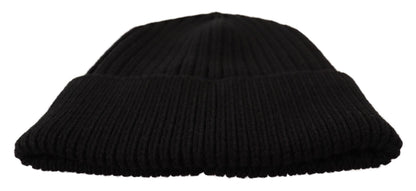 Dolce & Gabbana Elegant Cable Knit Wool Beanie with Fleece Liner