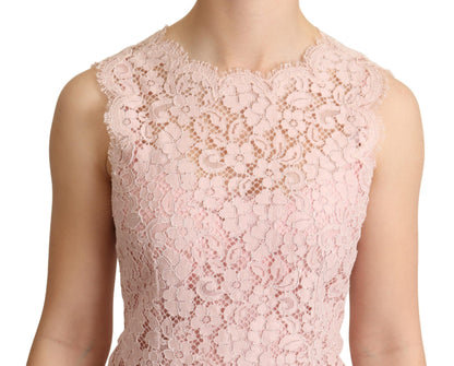 Dolce & Gabbana Elegant Pink Lace Sleeveless Blouse