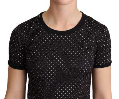 Dolce & Gabbana Polka Dotted Black Short Sleeve Crewneck Top