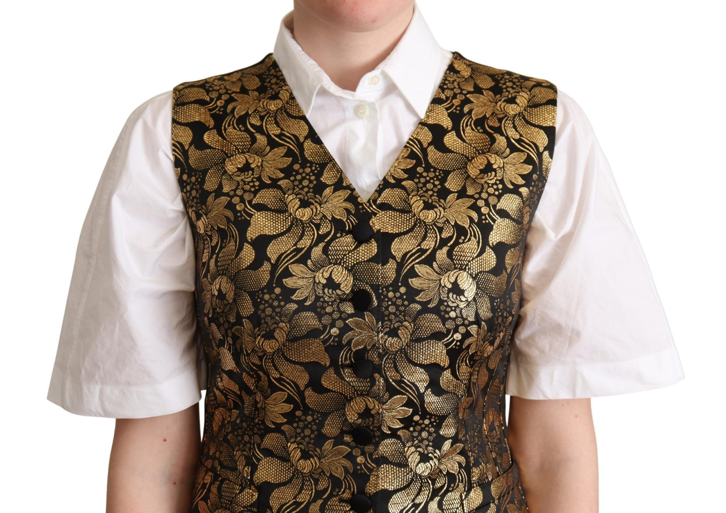 Dolce & Gabbana Elegant Black Jacquard Waistcoat