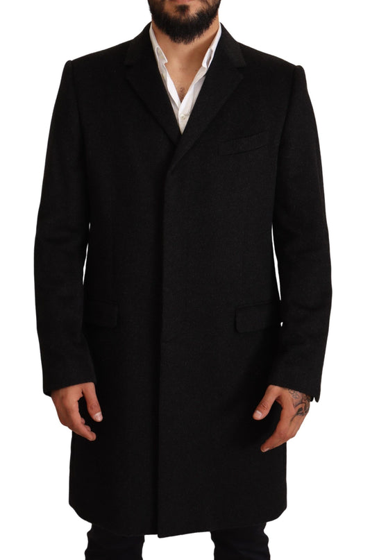 Dolce & Gabbana Elegant Gray Long Overcoat in Pure Cashmere