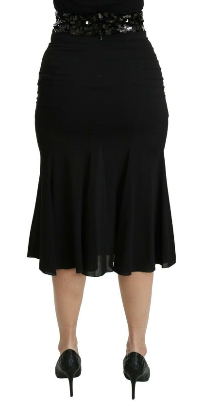 Dolce & Gabbana Chic High Waist Black Silk Blend Skirt