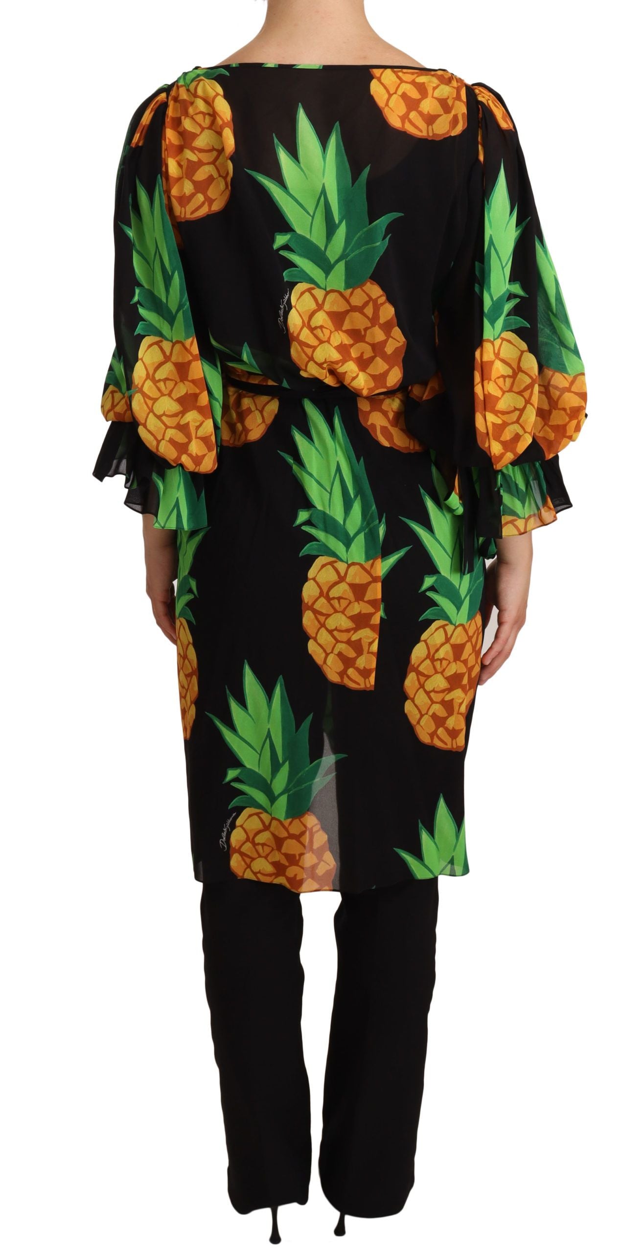 Dolce & Gabbana Vibrant Pineapple Draped Wrap Dress