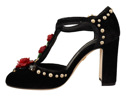 Dolce & Gabbana Elegant Velvet T-Strap Mary Jane Pumps