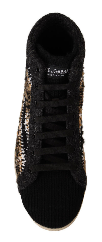 Dolce & Gabbana Beige High Top Fashion Sneakers