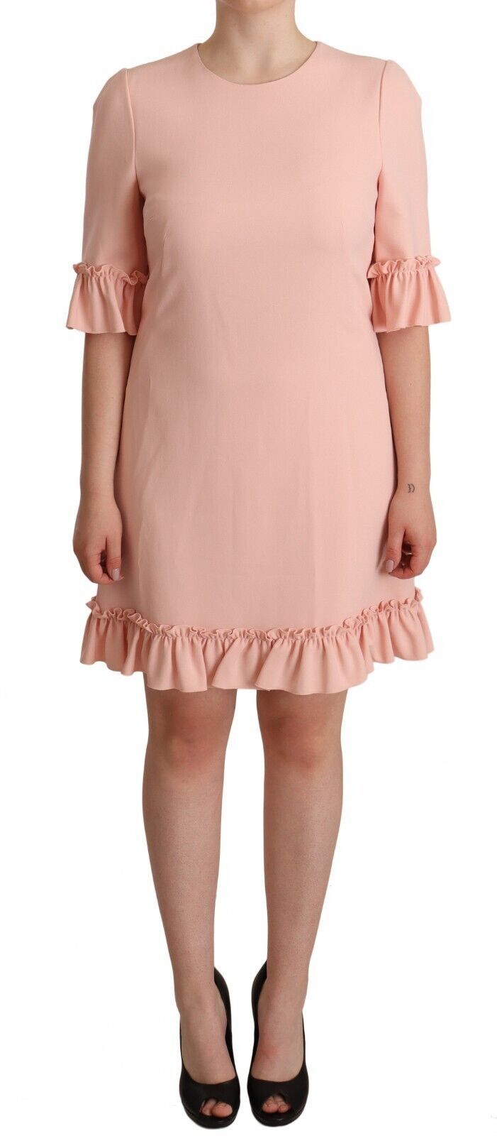 Dolce & Gabbana Ruffled Sleeve Sheath Dress in Pink