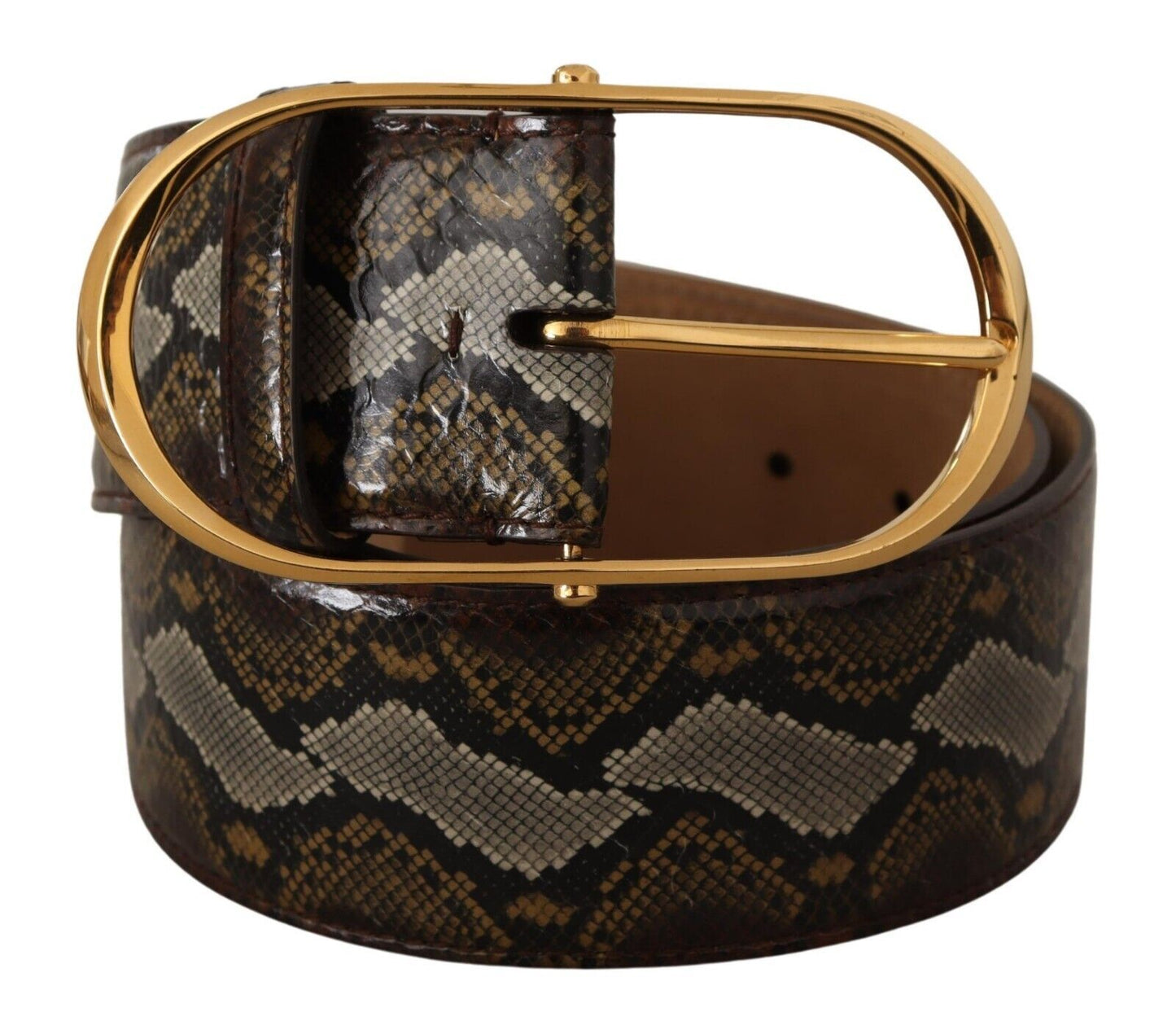 Dolce & Gabbana Elegant Gold Oval Buckle Leather Belt