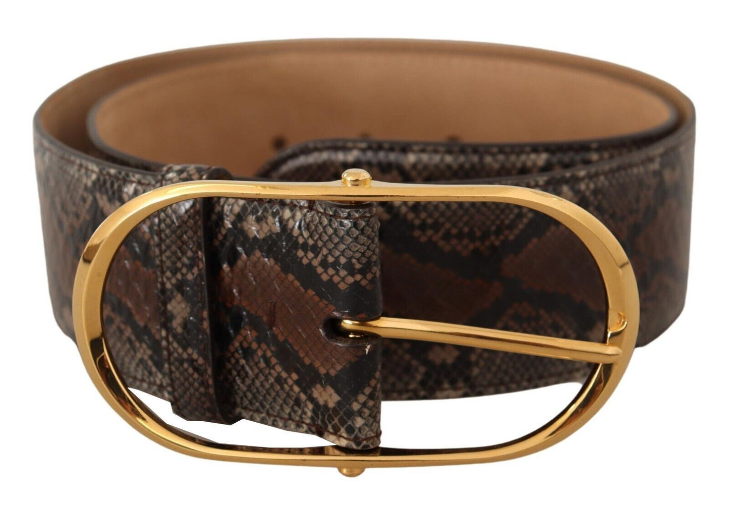 Dolce & Gabbana Elegant Brown Leather Belt with Gold Buckle