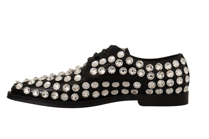 Dolce & Gabbana Crystal-Embellished Leather Formal Flats