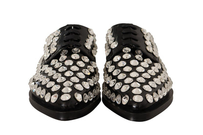 Dolce & Gabbana Crystal-Embellished Leather Formal Flats