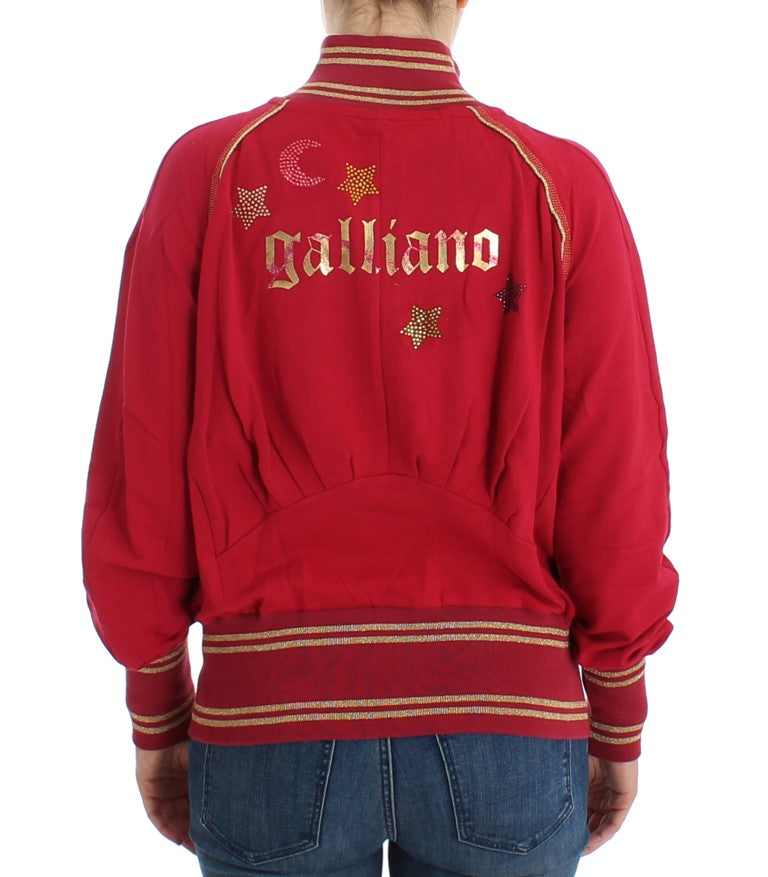 John Galliano Elegant Pink Zip Cardigan with Logo Detailing