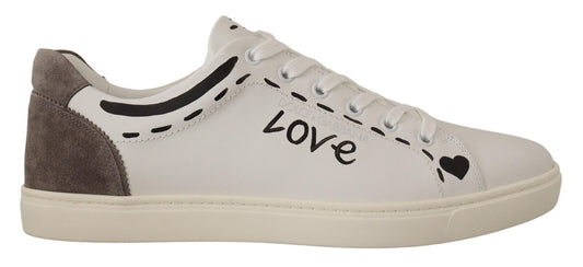 Dolce & Gabbana Elegant White Leather Casual Sneakers