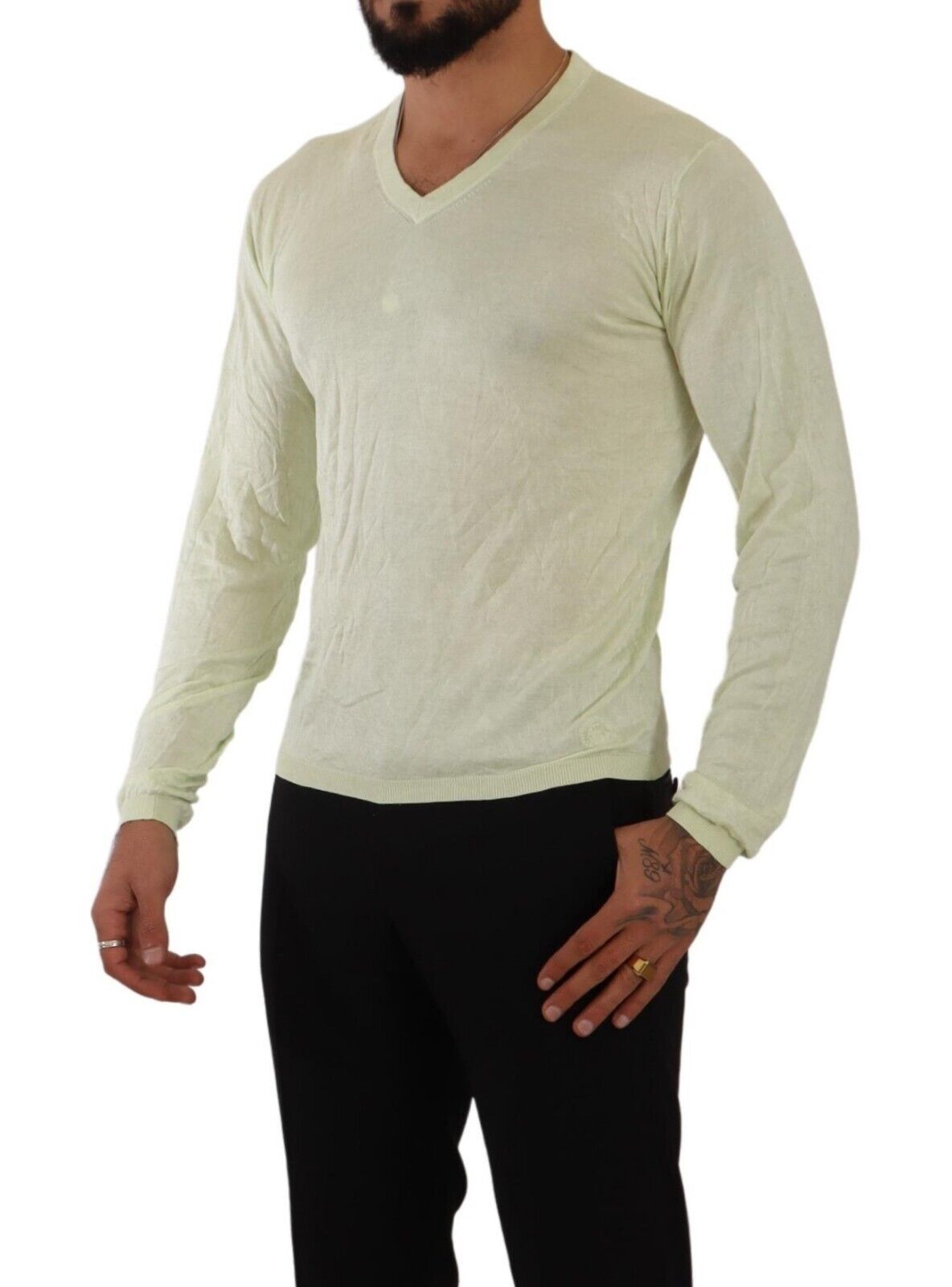 Domenico Tagliente Elegant Silk V-Neck Pullover Sweater