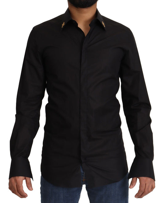 Dolce & Gabbana Elegant Slim Fit Black Cotton Dress Shirt