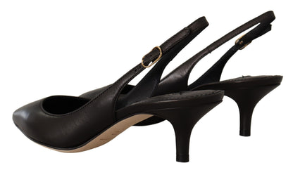 Dolce & Gabbana Elegant Black Leather Slingbacks Heels