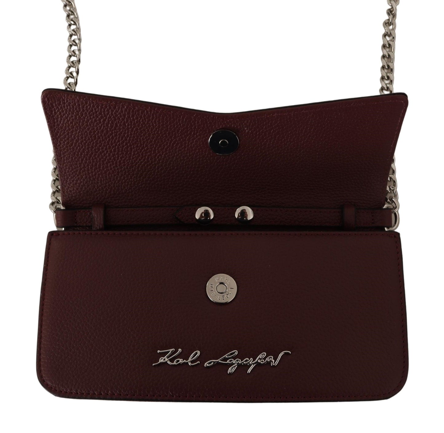 Karl Lagerfeld Elegant Wine Leather Evening Clutch