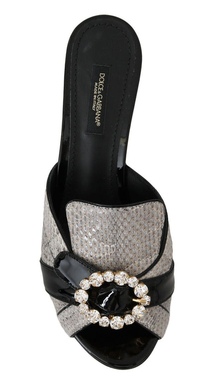 Dolce & Gabbana Crystal-Embellished Exotic Leather Sandals