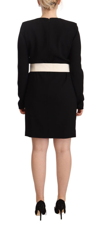 Givenchy Elegant Black Wool Mini Dress with Belt