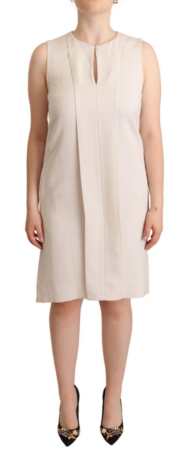 Peserico Chic Beige Sleeveless Shift Dress