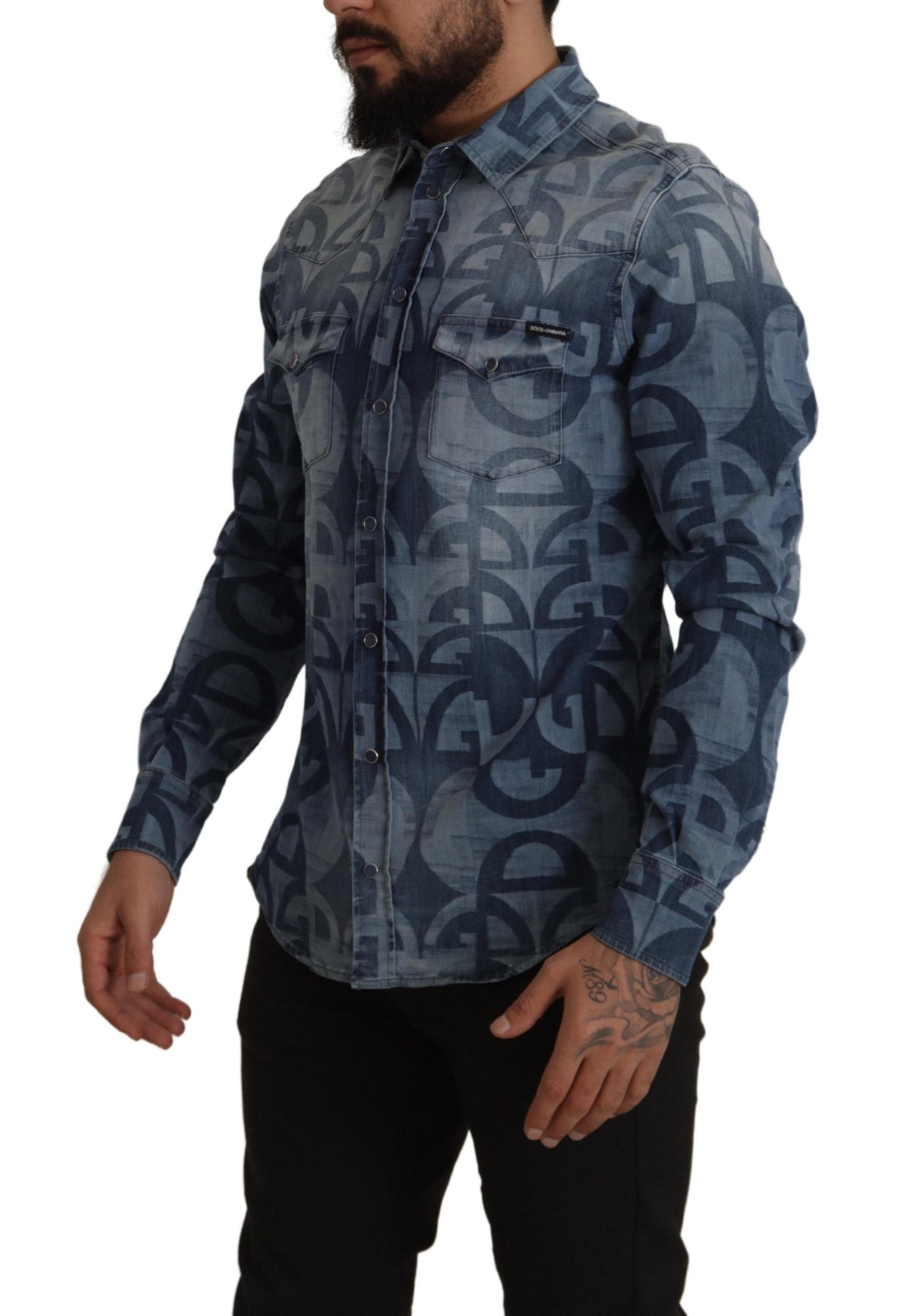 Dolce & Gabbana Elegant Slim Fit Casual Blue Men's Shirt