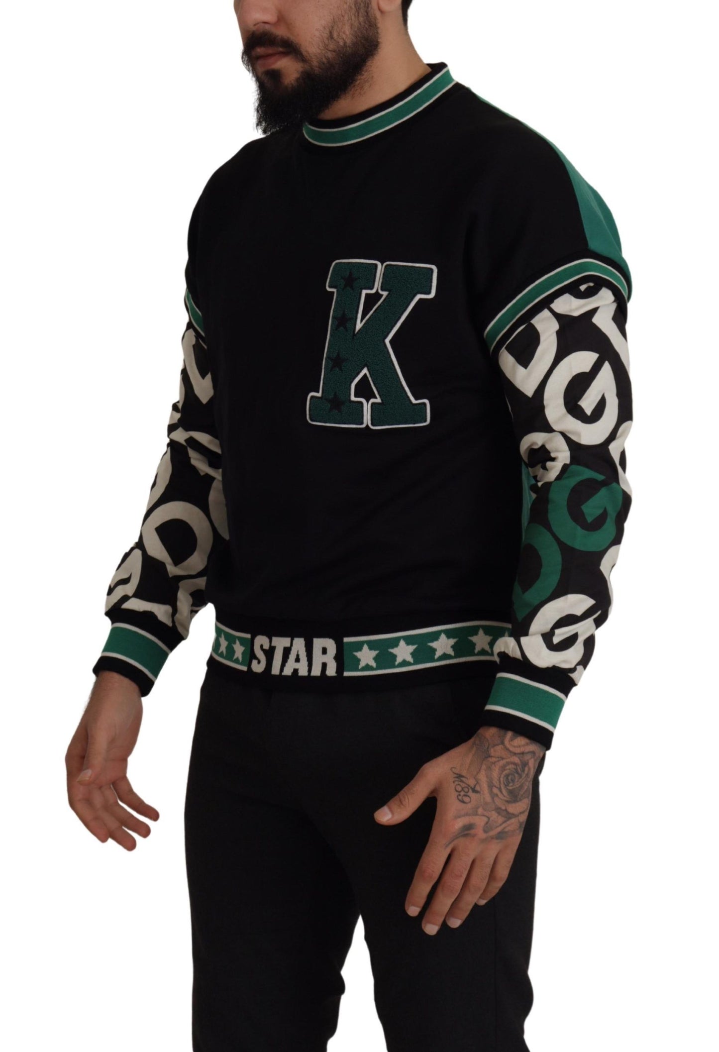 Dolce & Gabbana Regal Crewneck Pullover Sweater - Black & Green