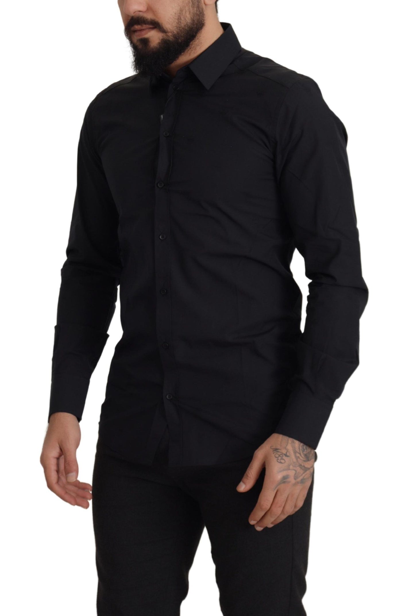 Dolce & Gabbana Elegant Slim Fit Black Cotton Dress Shirt