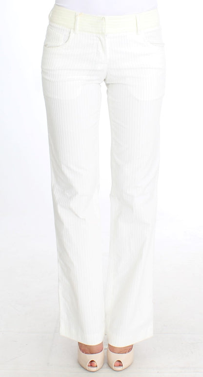 Ermanno Scervino Chic White Striped Straight Fit Pants