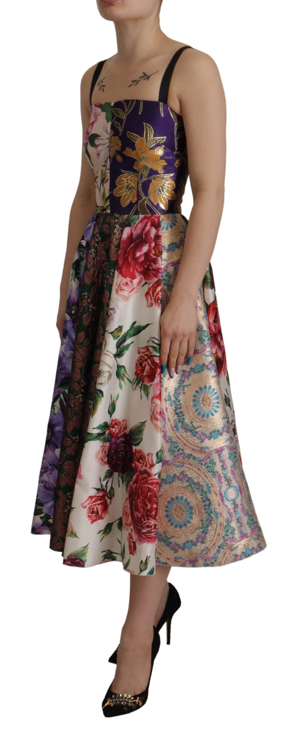 Dolce & Gabbana Patchwork Elegance Silk Blend Dress