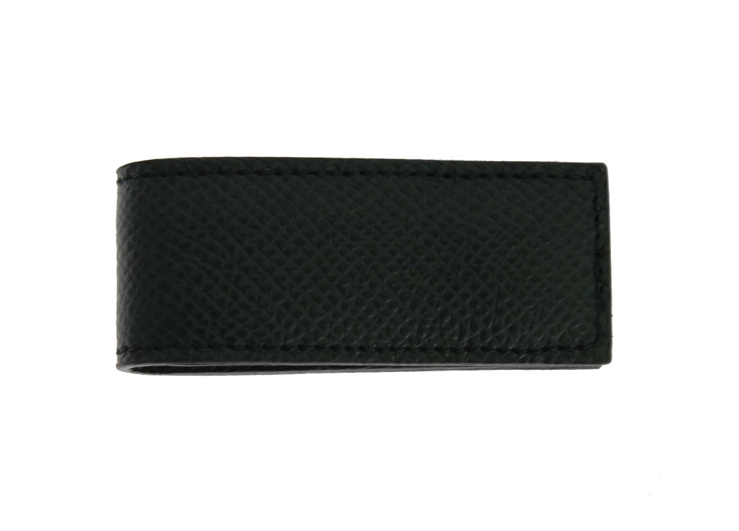 Dolce & Gabbana Elegant Green Leather Money Clip