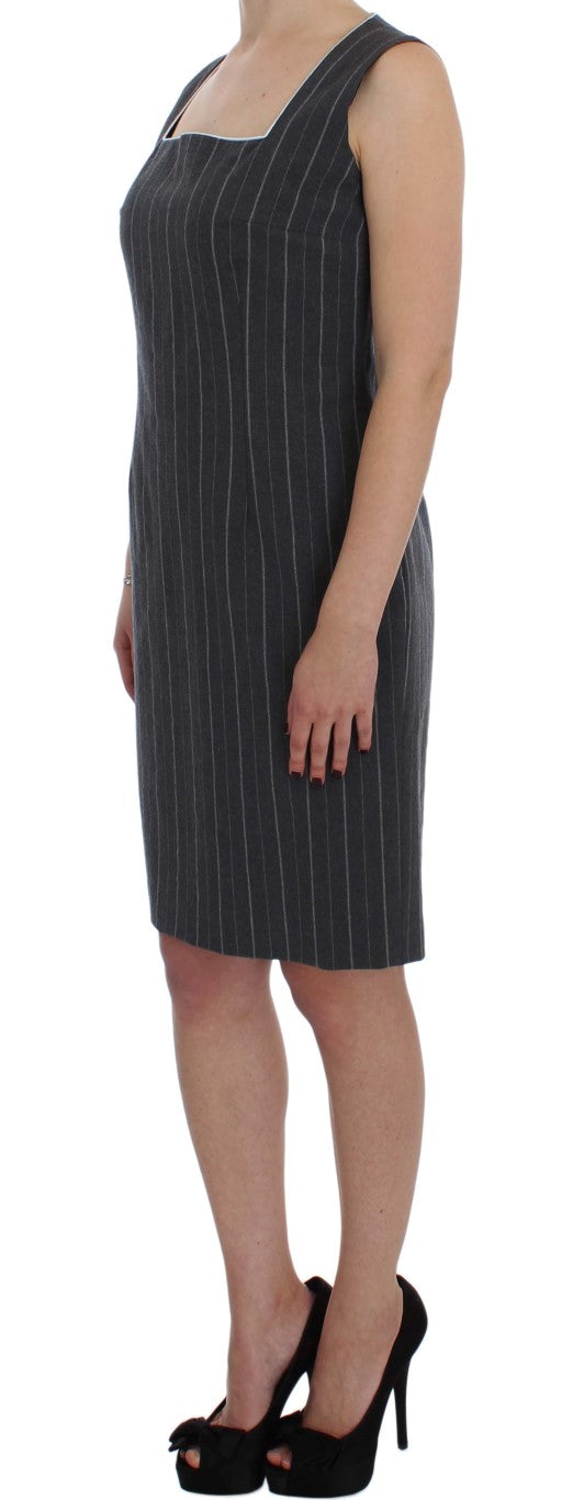 BENCIVENGA Elegant Gray Striped Dress & Blazer Suit Set