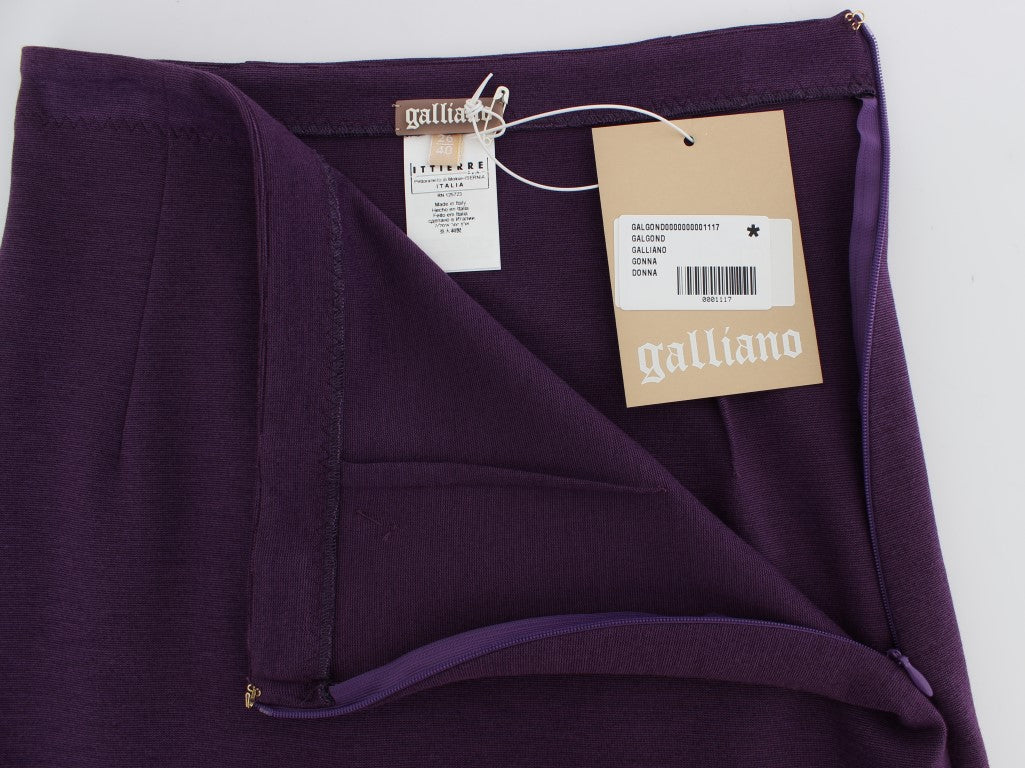 John Galliano Elegant Purple Pencil Skirt