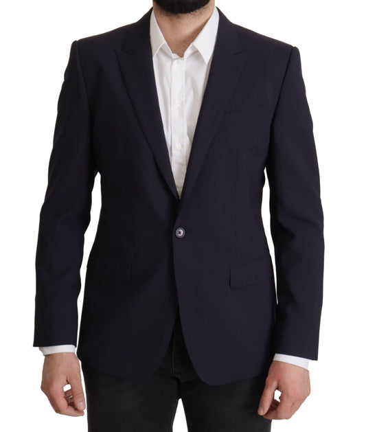 Dolce & Gabbana Elegant Navy Wool Blend Slim Blazer