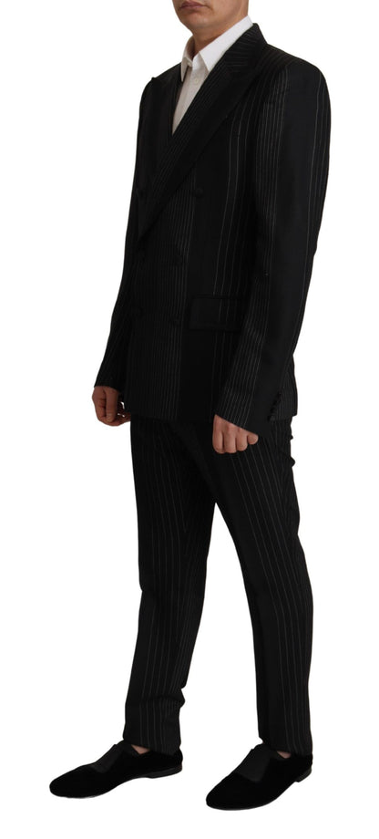 Dolce & Gabbana Elegant Black Striped Slim Fit Two-Piece Suit