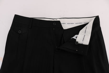 Dolce & Gabbana Elegant Black Striped Straight Fit Dress Pants